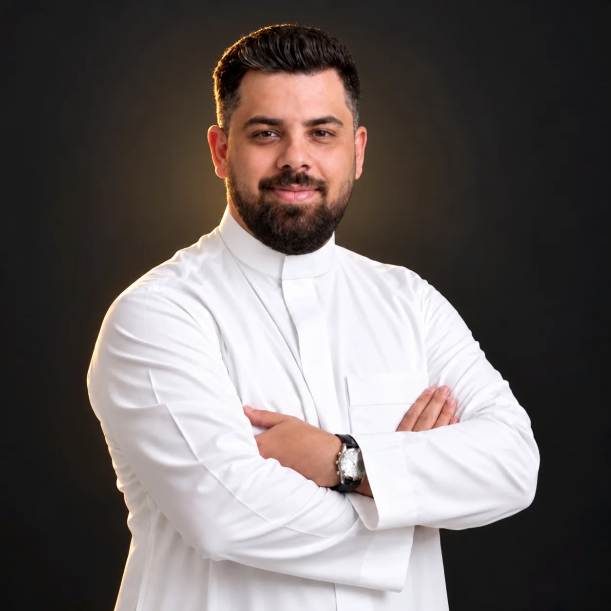 Mohammad Debes in a white thobe